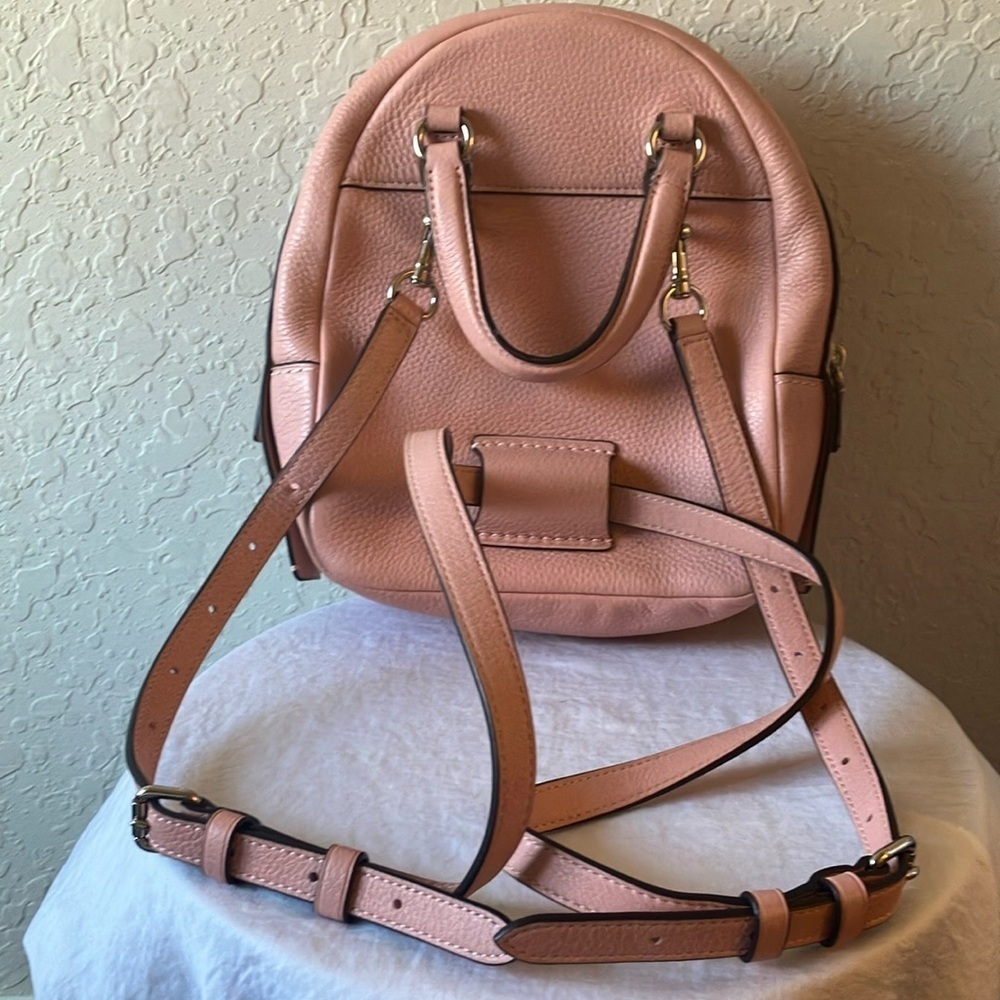 Coach: Pink Andi (F30530) Mini Leather Backpack- Silver Tone - Picture 7 of 16